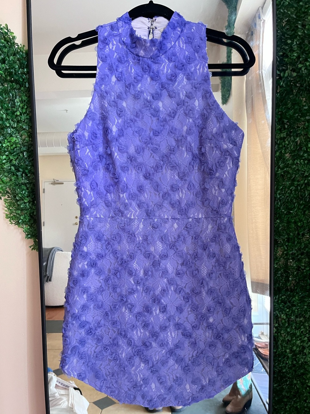 Amanda Uprichard Lilac Textured Lace Mini Dress